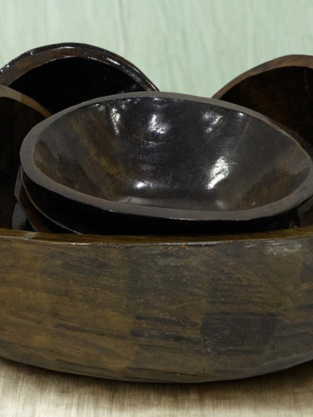 JOM Mexico Hand-Hewn Wood Bowl Set – Rustic Southwestern Batea Serving Bowls
